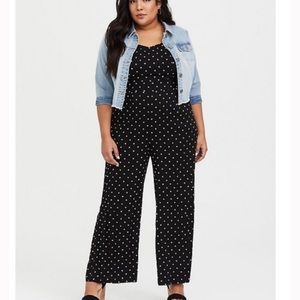 TORRID Black/white polka dot wide leg jumpsuit